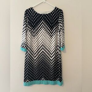 Sandra Darren Black and White Patterned Dress